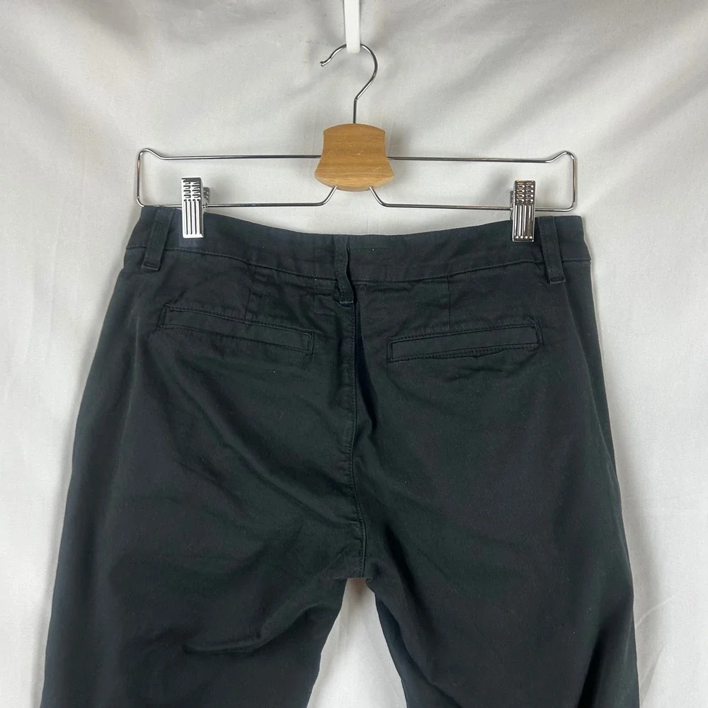 Frank & Eileen Wicklow Italian Cotton Chino Pants Black Raw Hem Womens Size 4